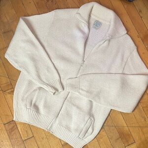 Vintage EastWind by Alps Cream Zip-Up Cardigan Sweater jacket szL